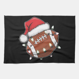 Santa Sports Christmas American Football Lover Tea Towel