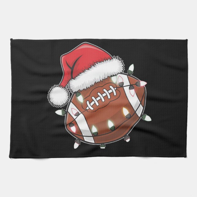 Santa Sports Christmas American Football Lover Tea Towel (Horizontal)