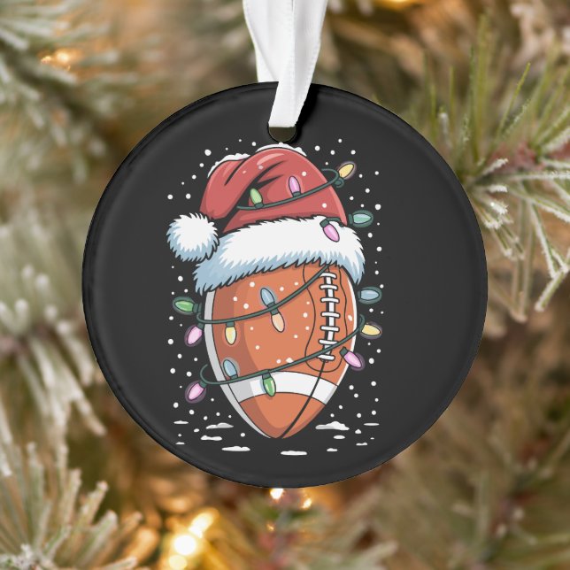 Santa Sports Christmas American Football Player  Ornament (Tree)