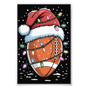 Santa Sports Christmas American Football Player Photo Print