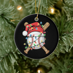 Santa Sports Christmas Baseball Player Ceramic Ornament