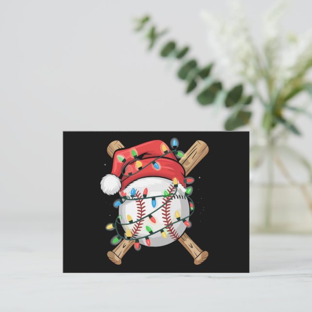 Santa Sports Christmas Baseball Player  Holiday Postcard (Standing Front)