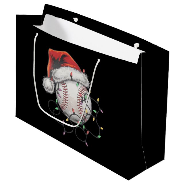 Santa Sports Christmas Baseball Player Large Gift Bag (Front Angled)
