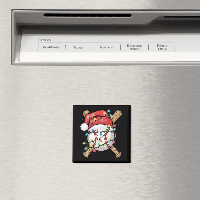 Santa Sports Christmas Baseball Player  Magnet (In Situ (Dishwasher))
