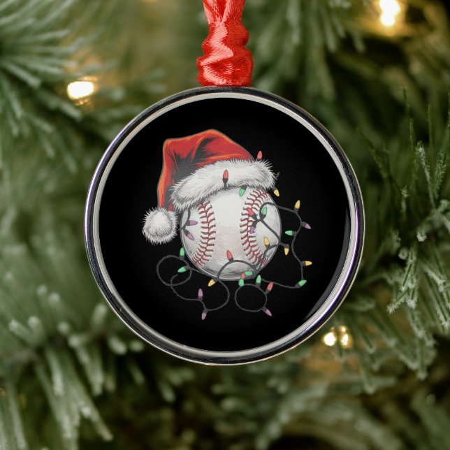 Santa Sports Christmas Baseball Player Metal Ornament (Tree)