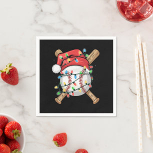 Santa Sports Christmas Baseball Player  Napkin