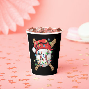 Santa Sports Christmas Baseball Player  Paper Cups