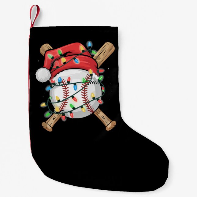 Santa Sports Christmas Baseball Player  Small Christmas Stocking (Front)