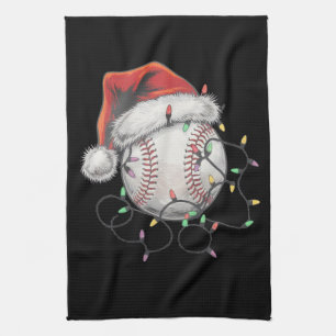 Santa Sports Christmas Baseball Player Tea Towel