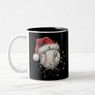 Santa Sports Christmas Baseball Player Two-Tone Coffee Mug