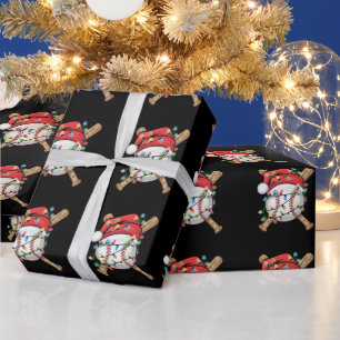 Santa Sports Christmas Baseball Player Wrapping Paper