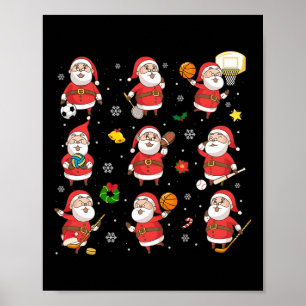 Santa Sports Design For Men Boy Funny Xmas Ball Sp Poster