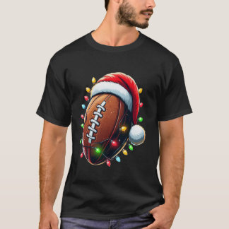 Santa Sports Design For Men Boys Christmas Footbal T-Shirt