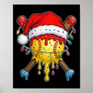 Santa Sports Design For Men Boys Christmas Softll Poster
