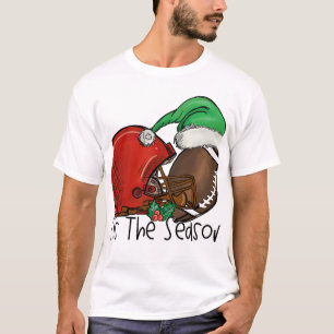 Santa Sports Design Men Boys Christmas Football T-Shirt