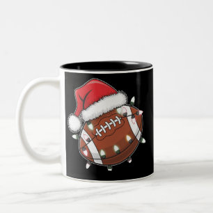 Santa Sports Men Boys Christmas Football Player  Two-Tone Coffee Mug