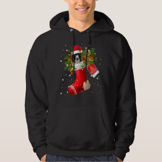 Santa Springer Spaniel In Christmas Sock Pajama Hoodie