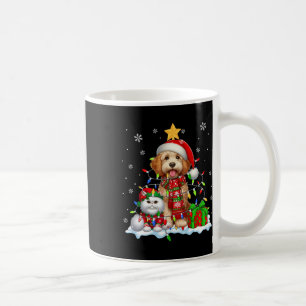 Santa Sproodle With Elf Cat Christmas Lights Owner Coffee Mug