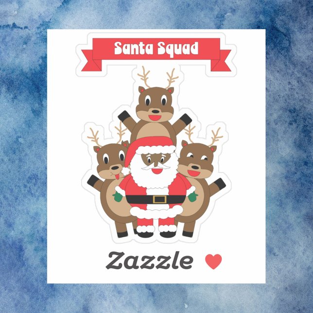 Santa Squad Christmas Reindeer Black Santa Claus (A die cut featuring a black santa and his Santa squad of reindeer.)