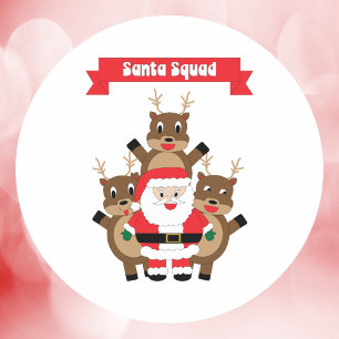 Santa Squad Christmas Reindeer Humour Classic Round Sticker