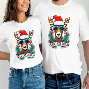 Santa Squad Cool Reindeer with Glasses Christmas  T-Shirt
