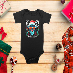 Santa Squad Cool Reindeer with Glasses Festive Baby Bodysuit