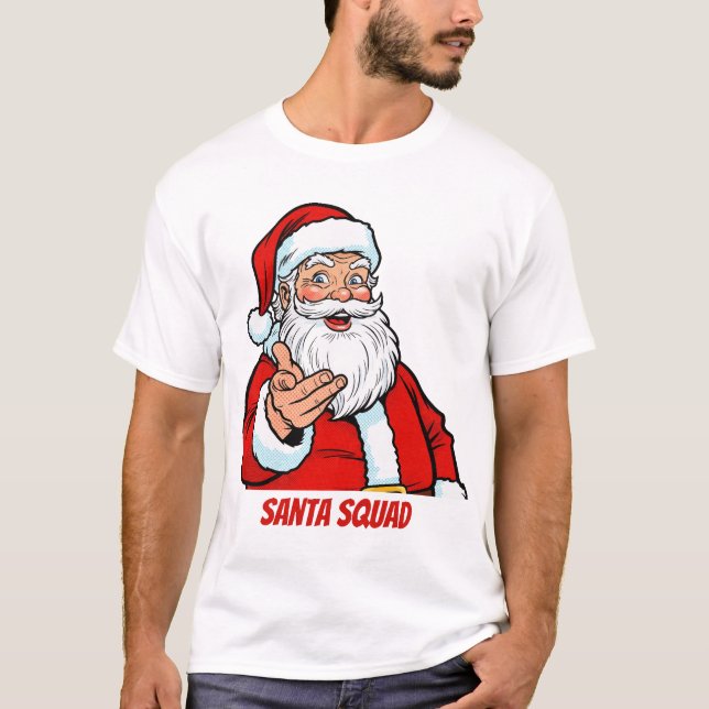 Santa Squad Funny Christmas Family Matching T-Shirt (Front)
