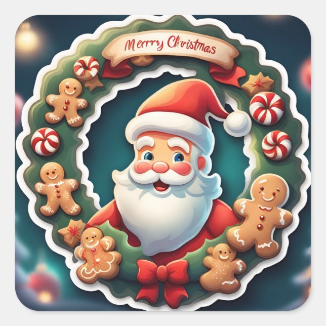 Santa Square Sticker (Front)