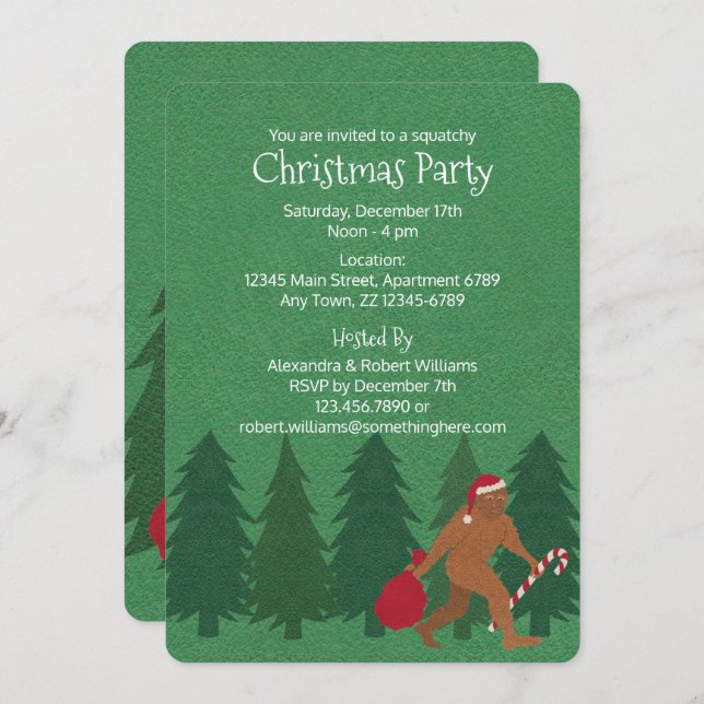 Santa Squatch Christmas Party Squatchy Fun Kids Invitation (Front/Back)