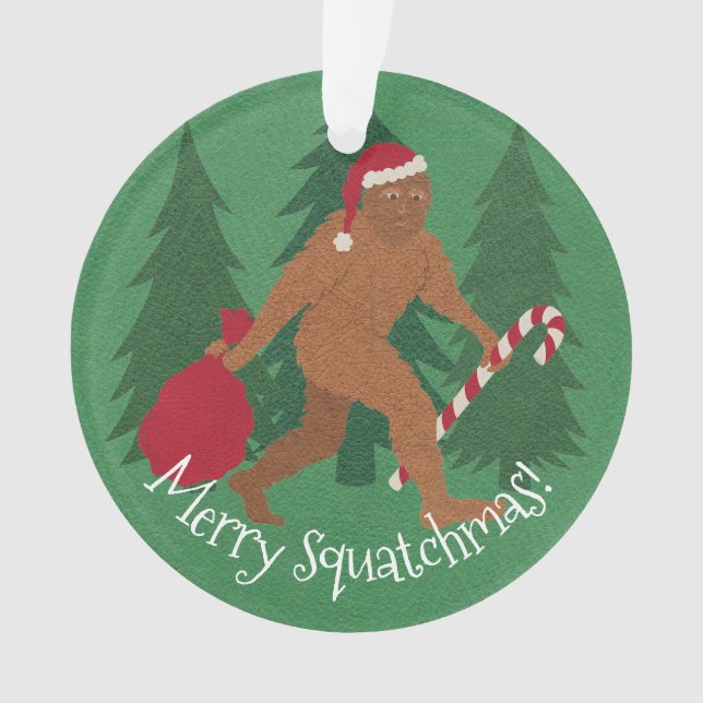 Santa Squatch Christmas With Your Name And Year Ornament (Front)