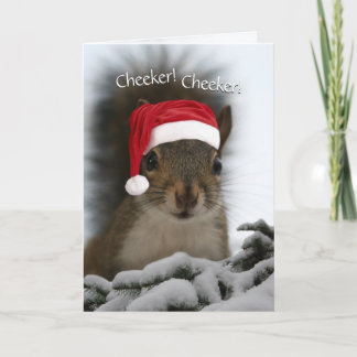 Santa Squirrel Cheeker! Cheeker! Christmas Holiday Card