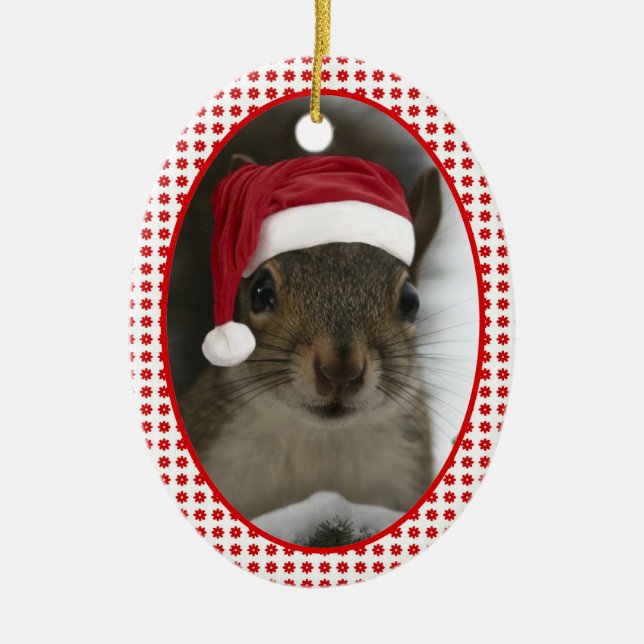Santa Squirrel™ Dated Two-Sideded Ceramic Ornament (Front)