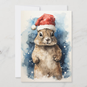 Santa Squirrel Flat Holiday Card