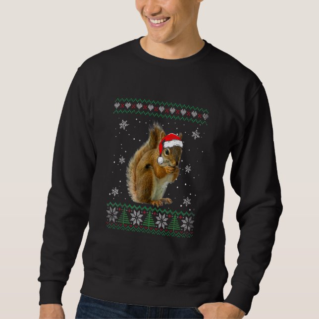 Santa Squirrel Ugly Sweater Animals Christmas Paja (Front)