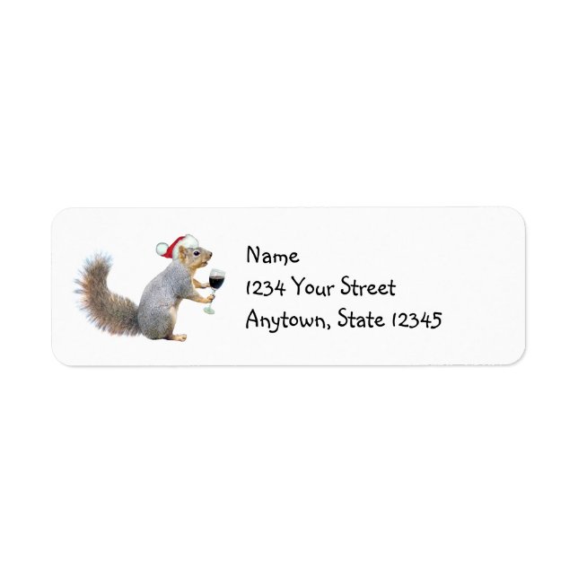 Santa Squirrel with Wine Address Labels (Front)
