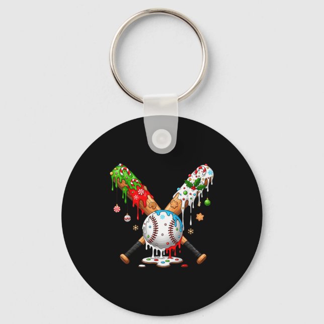 Santa Srts Design For Men Boys Christmas Baseball  Key Ring (Front)