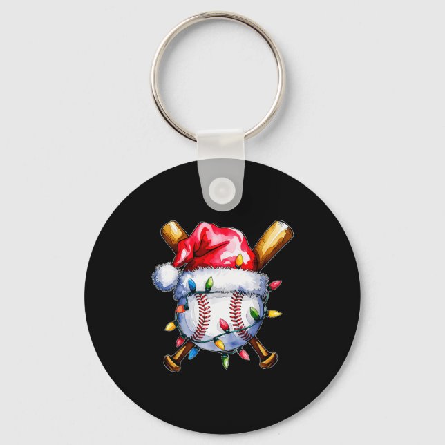Santa Srts Design For Men Boys Christmas Baseball  Key Ring (Front)