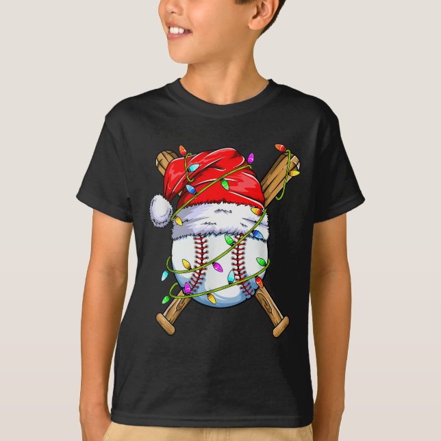 Santa Srts Design For Men Boys Christmas Baseball  T-Shirt (Front)