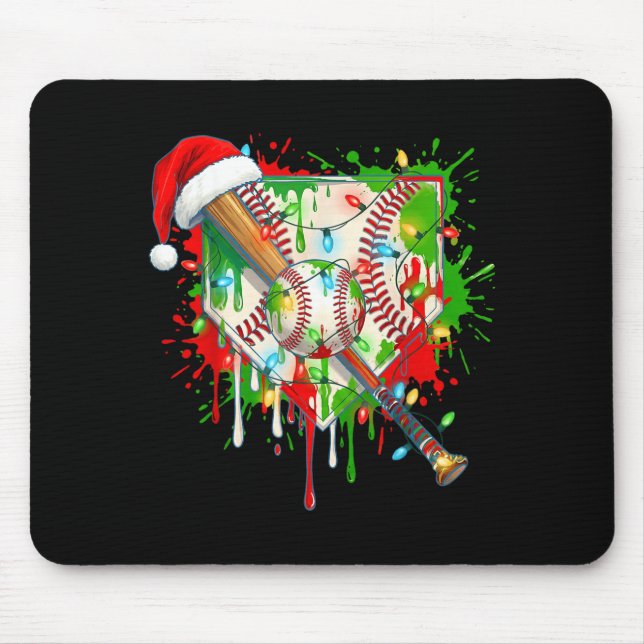 Santa Srts Ice Baseball Christmas Xmas Pajama Kid  Mouse Pad (Front)