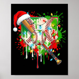Santa Srts Ice Baseball Christmas Xmas Pajama Kid Poster