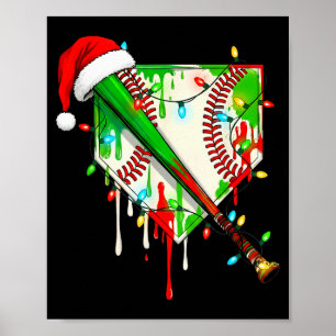 Santa Srts Ice Baseball Christmas Xmas Pajama Kid  Poster