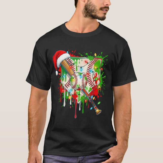 Santa Srts Ice Baseball Christmas Xmas Pajama Kid  T-Shirt (Front)