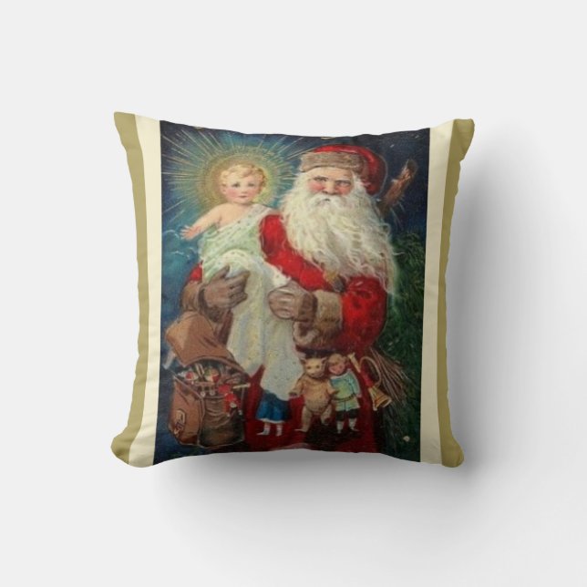 Santa St. Nicholas Christ Child Jesus Gifts Cushion (Front)
