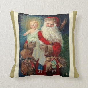 Santa St. Nicholas Christ Child Jesus Gifts Cushion