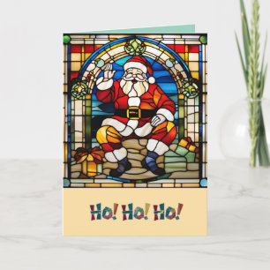 Santa Stained Glass Card