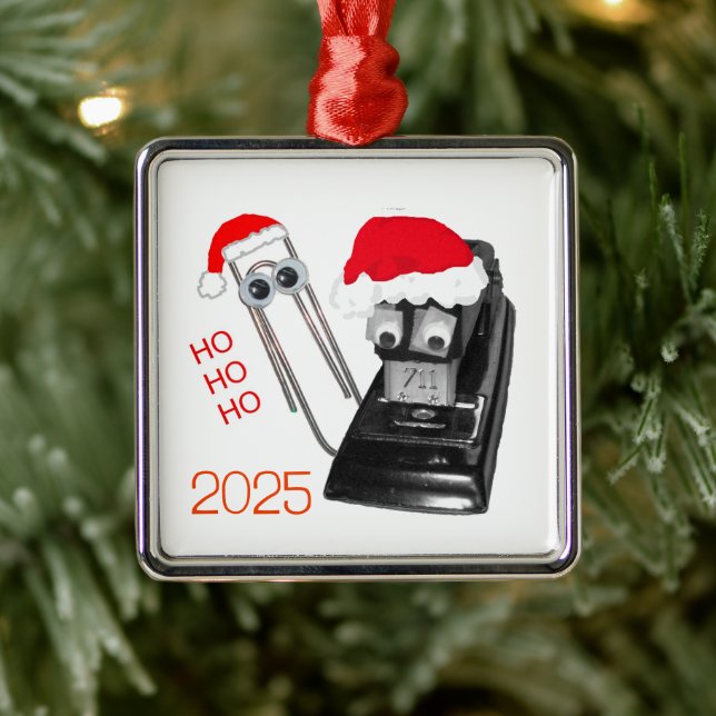 Santa Stapler Merry Christmas Ornament (Tree)