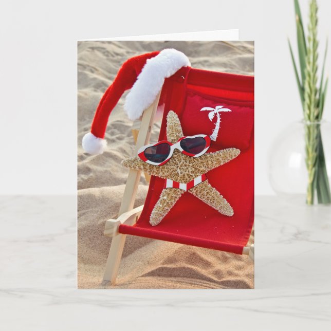 Santa Starfish with Bikini Holiday Card (Front)
