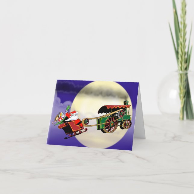 Santa steam tractor card (Front)