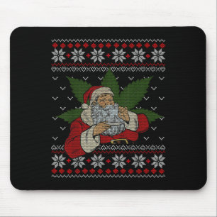 Santa Stoner Smoking Weed Humour Ugly Christmas  Mouse Pad