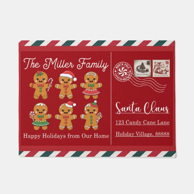 Santa Stop Here Christmas Doormat – Funny Festive  (Front)